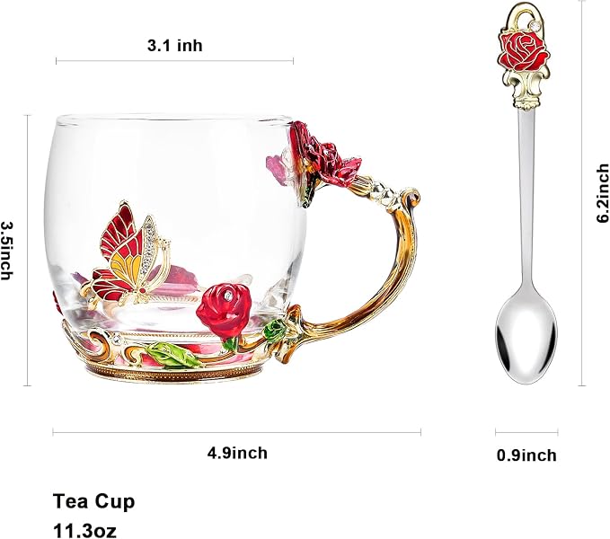 OEAGO Gifts for Mom Women Mothers Day Valentines Day Gifts Glass Coffee Enamels - Image 2