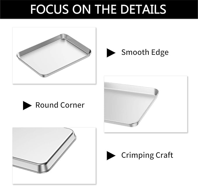 Baking Sheets 2 Pieces, Bastwe Cookie Sheets Set Stainless Steel Baking Pans - Image 5