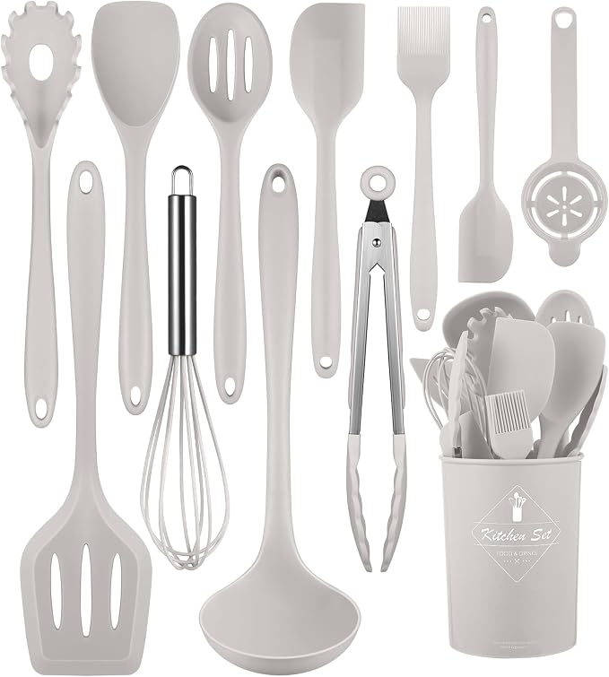 Kitchen Utensils Set-12 Pieces Silicone Cooking Utensils Set 392°F Heat by Pranski