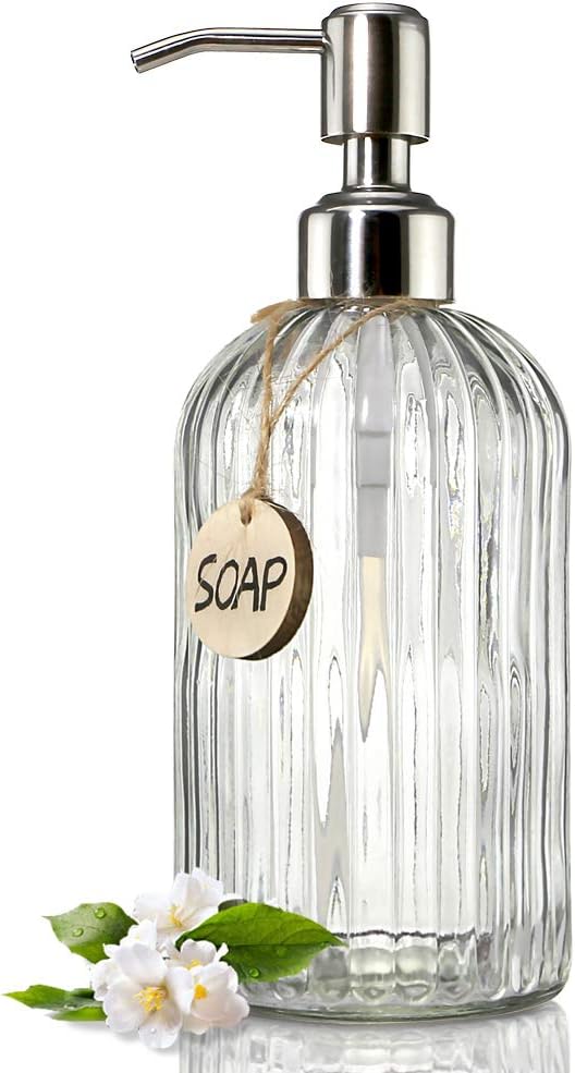 JASAI 18 Oz Clear Glass Soap Dispenser by JASAIHOME