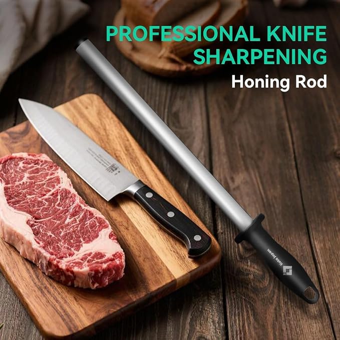 Kota Japan 12 in. Diamond Carbon Steel Professional Knife Sharpener Rod | - Image 7