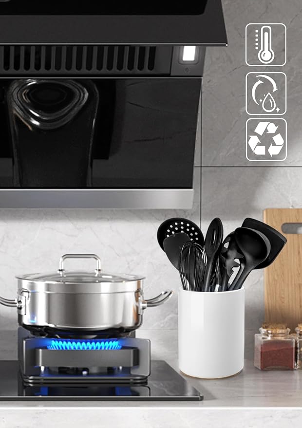 Nucookery Utensil Holder, 6.4" Ceramic Kitchen Utensil Holder - Image 3