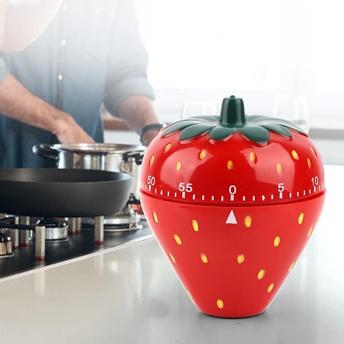Joyzan Strawberry Shaped Timer, Cartoon Mechanical Time Reminder Cute Fruit - Image 3