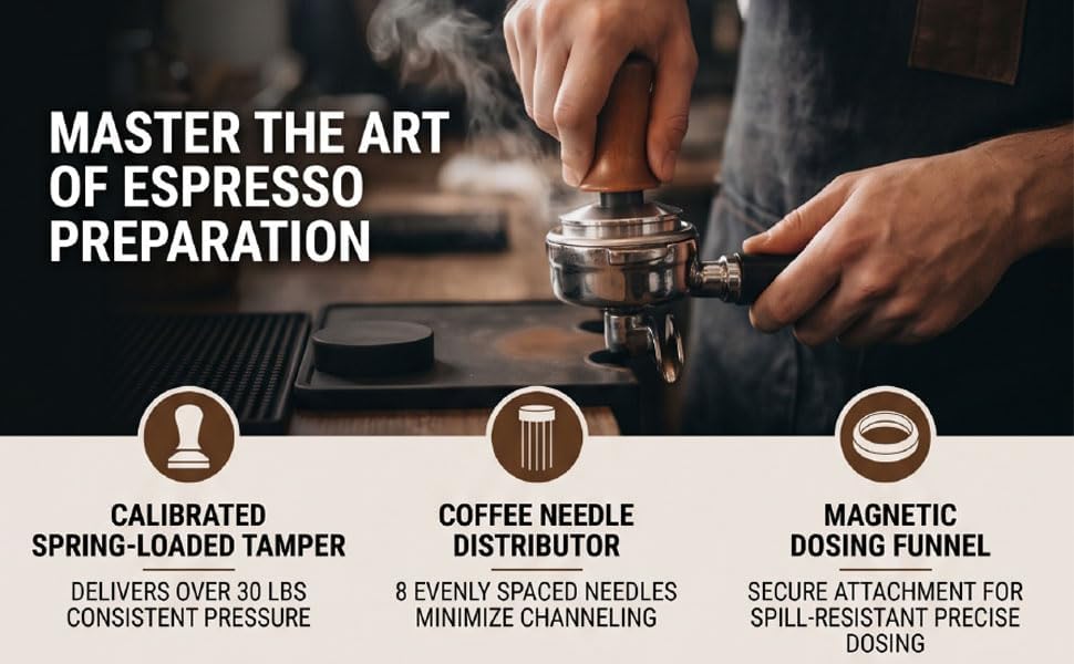 Naroote 51mm Coffee Accessories Kit, Beechwood and 304 Stainless Steel