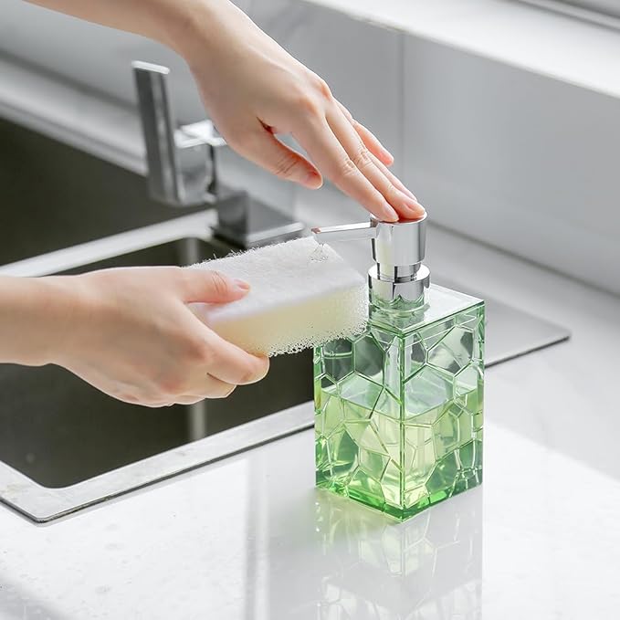 2 Pack Clear Saga Green Rust Proof Soap Dispenser Bathroom, Acrylic Plastic - Image 5