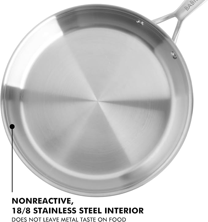 Babish 12-Inch Tri-Ply Stainless Steel Frying Pan - Image 3