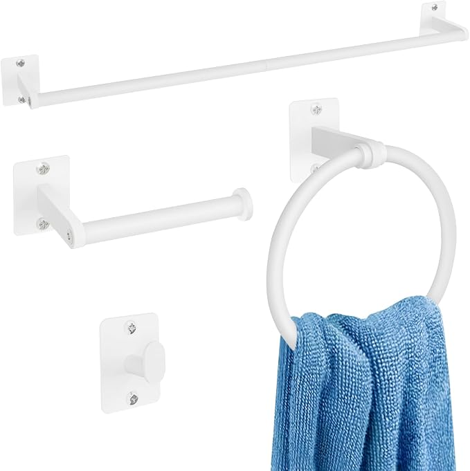 KLJKPA Bathroom Accessories Set, 4 Pieces White Bathroom Hardware Set, 24 inch by KLJKPA
