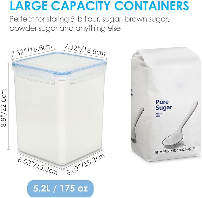 Vtopmart Large Food Storage Containers 5.2L / 175oz, 4 Pieces BPA Free Plastic - Image 2