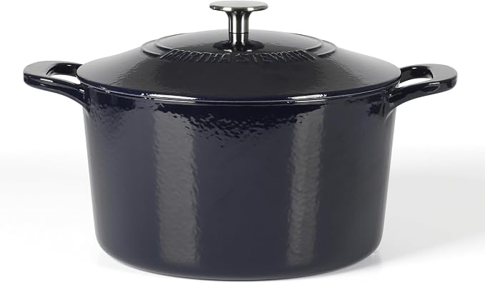 Martha Stewart Gatwick 7 QT Enamel Cast Iron Dutch Oven – Navy Blue, Heavy-Duty by MarthaStewart