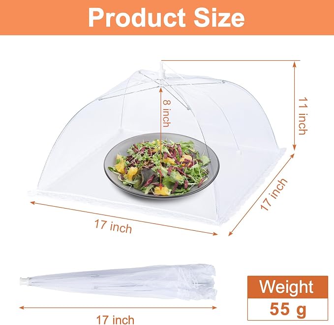 Husfunov 6 Pack Mesh Food Covers, Pop-Up Serving Dish Covers Tent Umbrella - Image 2