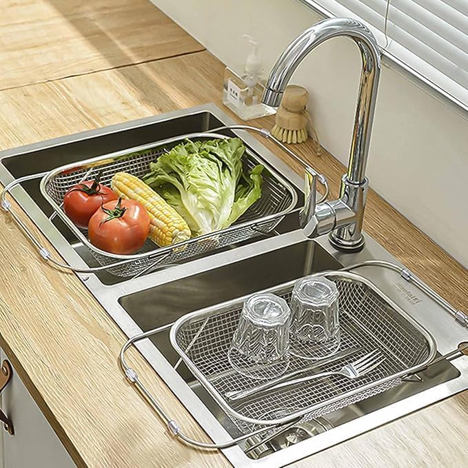 Kitchen Accessories Over Sink Dish Drying Rack, Stainless Steel