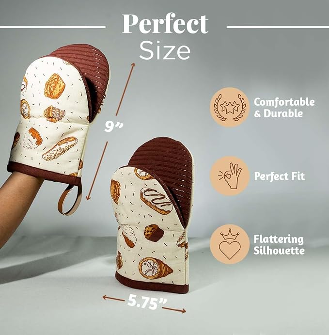 Folkulture Mini Oven Mitts Heat Resistant | Set of 2 Short Oven Mitts - Image 4