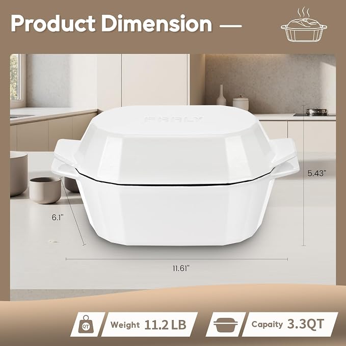Enameled Cast Iron Dutch Oven for Bread Baking – 3QT Oval Round Heavy Duty - Image 2