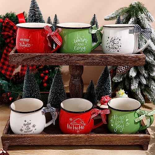 Sawysine 6 Set Christmas Coffee Mugs, Holiday Gift