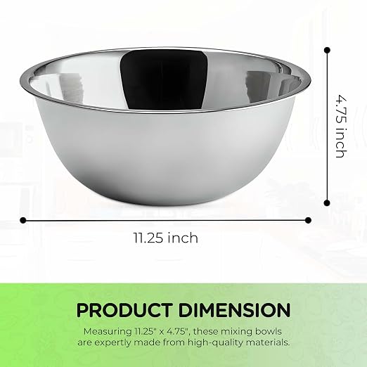 OCS Parts 5 Quart Mixing Bowls | Set of 2 | 11.25-Inch Stainless Steel - Image 2