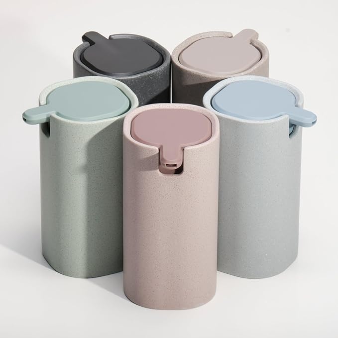 LINE+ARC Modern Easy-to-Press Soap Dispenser. No-Rust Cute Bathroom Pink Marble - Image 2