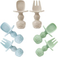 PandaEar 6 Pack Silicone Baby Spoons and Fork Feeding Set- Anti-Choke First by PandaEar