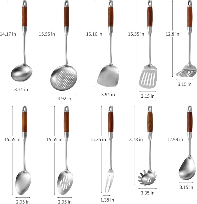 Izurok 18/10 Stainless Steel Kitchen Utensils Set, 10 Piece Cooking Utensils - Image 2