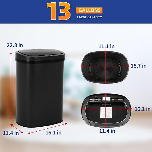 Stainless Steel Kitchen Trash Can Bathroom Bedroom Office Waste Bin - Image 7