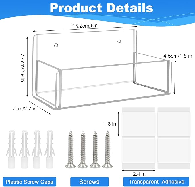 Acrylic Spice Rack Wall Mount-6 Inch, 2 Pack Hanging Seasoning Rack Organizer - Image 3