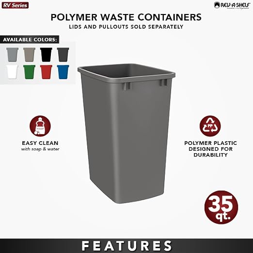 Rev-A-Shelf 35 qt. Silver Polymer Replacement Waste Container Pullouts - Image 7