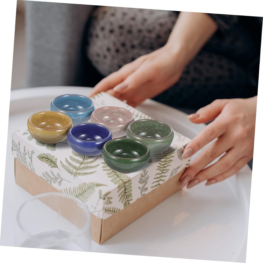 6Pcs Ice Cracked Ceramic Essential Oil Mixing Bowls for Spa