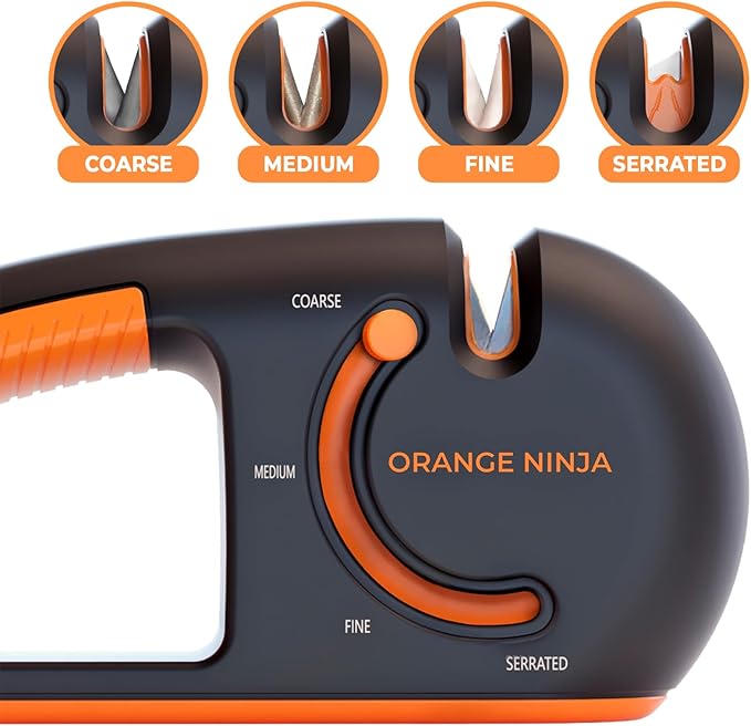 Orange Ninja 4-Stage Knife Sharpener & Serrated Knife Sharpener– Repairs - Image 2