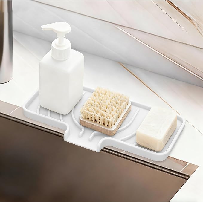 GUUKIN Sponge Holder for Kitchen Sink, 10x4 inch Silicone Dish Drying Mat - Image 7