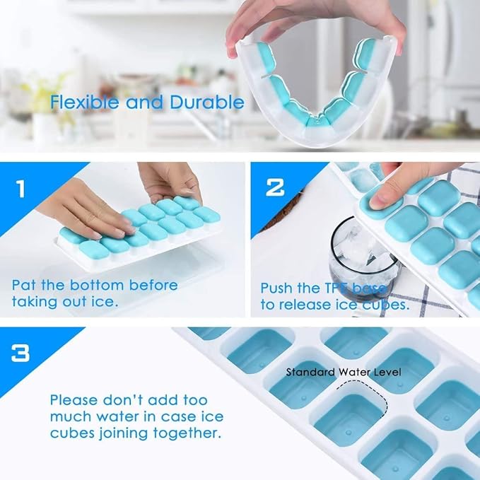 Ice Cube Trays, Silicone Easy-Release and Flexible 14-Ice Trays - Image 6