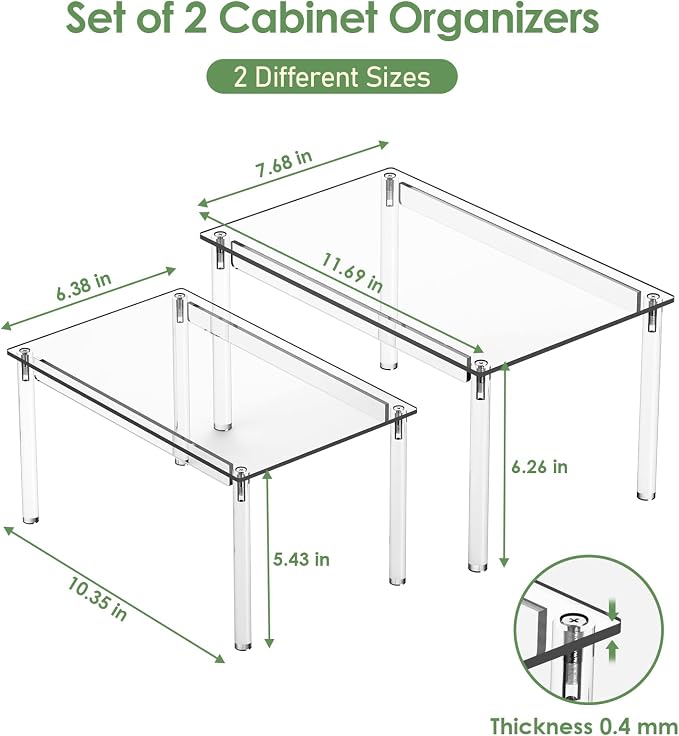Delamu Clear Kitchen Cabinet Organizer, Stackable Cabinet Shelf - Image 3