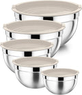 P&P CHEF Mixing Bowls with Airtight Lids Set of 5, 10-Piece Stainless Steel by PPCHEF