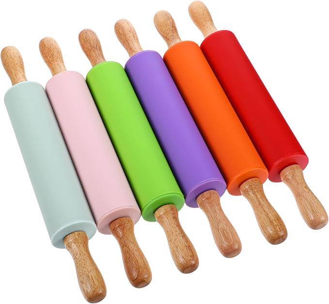 6 Pack Small Rolling Pins for Kids, Silicone Rolling Pin by AojSup