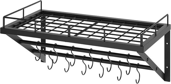 YATINEY Wall Mounted Pot Rack, 23.8 Inch Pot and Pan Organizer - Image 9