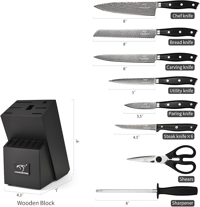 NANFANG BROTHERS Damascus Kitchen Knife Set 14 Pieces - Image 5