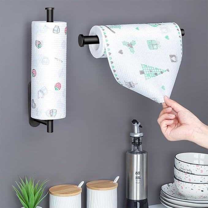 MGahyi Paper Towel Holder Wall Mount, Self Adhesive Or Drilling Under Cabinet - Image 4