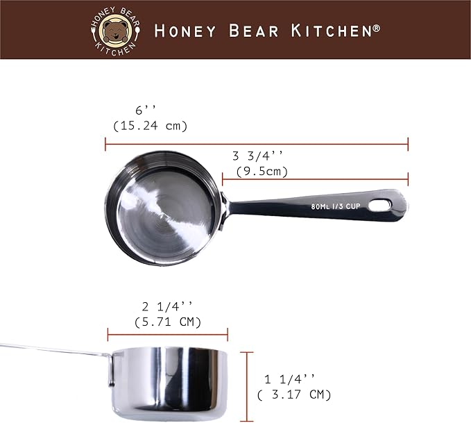 Honey Bear Kitchen 1/3 Cup 80 ml Leave-in Measuring Scoop Cups, Polished - Image 2