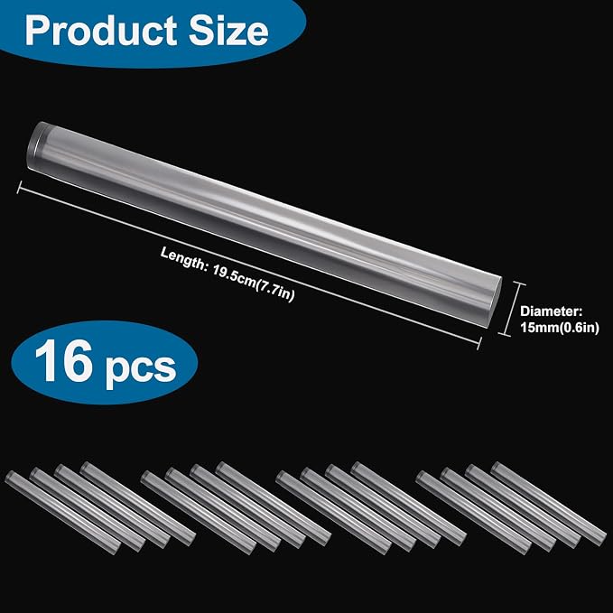 16pcs Acrylic Clay Roller, Plastic Clear Round Tube Roller Pin Polymer Clay - Image 2