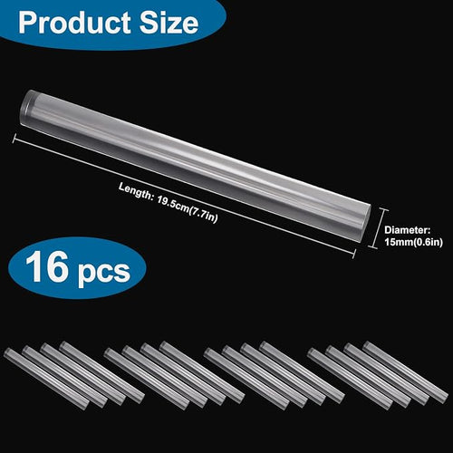 16pcs Acrylic Clay Roller, Plastic Clear Round Tube Roller Pin Polymer Clay - Image 2