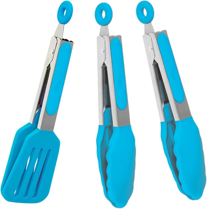 Small Serving Tongs Set of 3, Mini Tongs by Pharamat