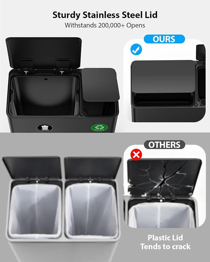 Lovewind Dual Trash Can, 14 + 6 Gallon Garbage Can - Image 5