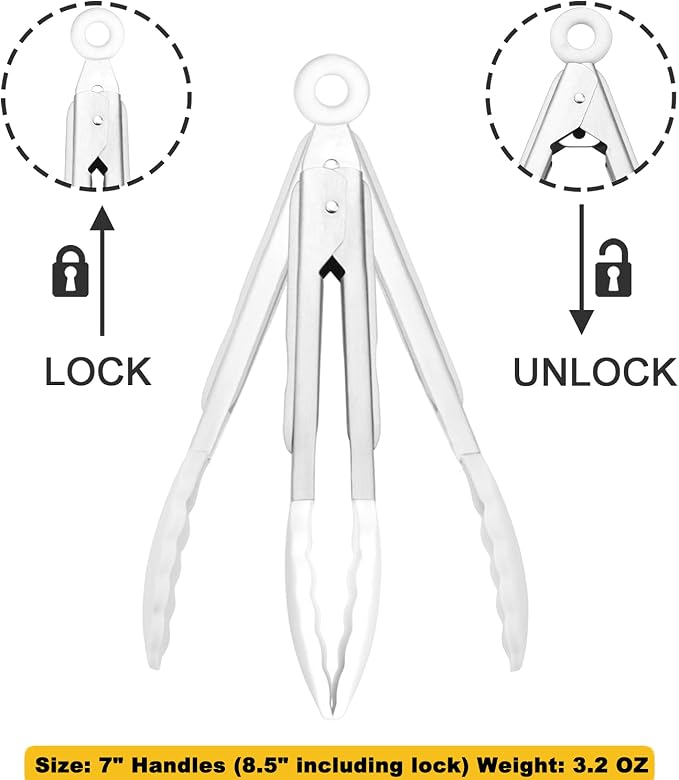 HINMAY Mini Tongs with Silicone Tips 7-Inch Serving Tongs - Image 3