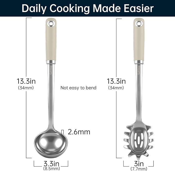 Safring Stainless Steel Soup Ladle and Spaghetti Spoon Set, Heat Resistant - Image 2