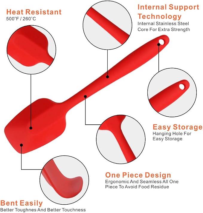 Silicone Spatulas Set, Rubber Spoon Spatula Heat Resistant Spoonula One Piece - Image 4