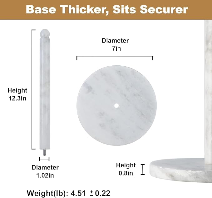 Koville African Natural Marble Paper Towel Holder Countertop, Genuine Stone - Image 4