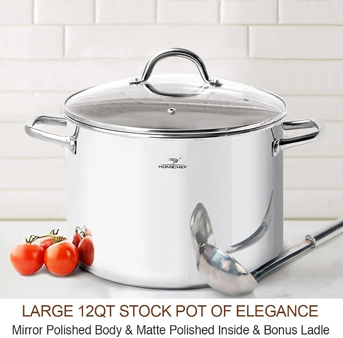 HOMICHEF 12 Quart LARGE Stock Pot - Image 2
