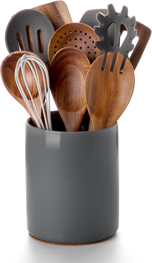 Nucookery Utensil Holder, 6.4" Ceramic Kitchen Utensil Holder by Nucookery