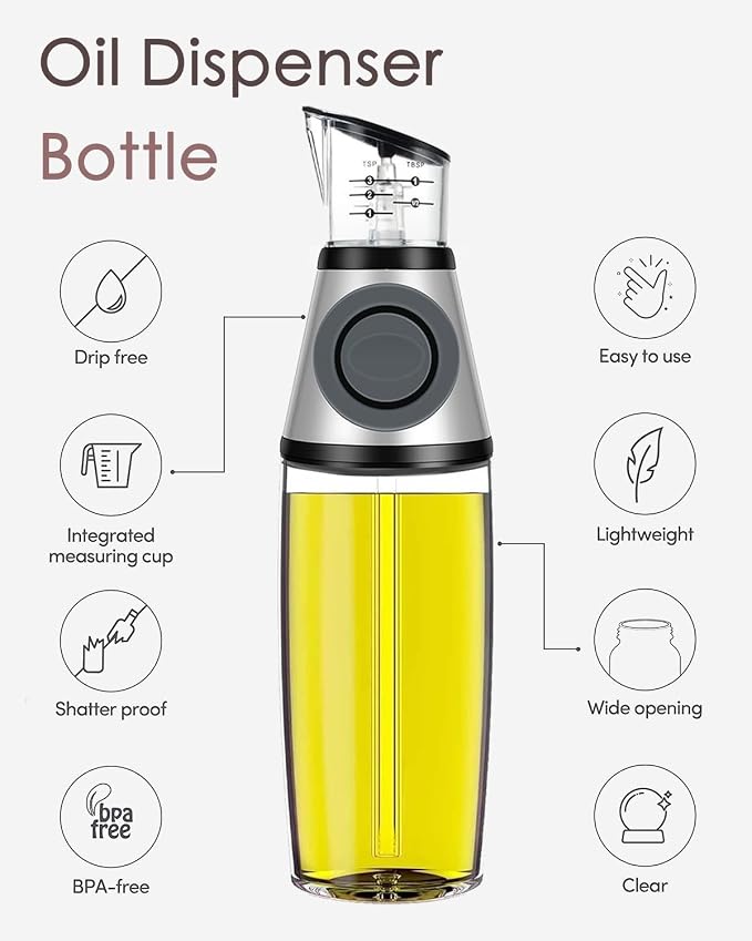 Oil Dispenser Bottle, 17oz Olive Oil Dispenser Oil Sprayer, Baking Frying - Image 3