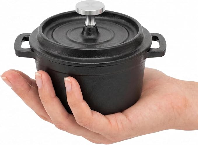 Flavehc Mini Cocotte 8 oz Pre-Seasoned Mini Dutch Oven 0.25 qt. Cast Iron - Image 2