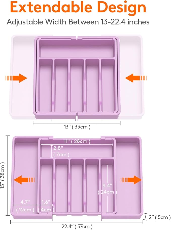 Lifewit Silverware Drawer Organizer, Expandable Utensil Tray - Image 3