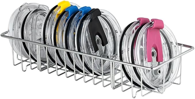 YQh tumbler lid organizer, Stainless Steel Kitchen Container Cover Holder by YQh